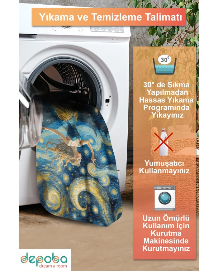 Vango Modern Şönil Pamuk Taban Kaymaz Yıkanabilen Antibakteriyel  Oyuncu Halısı