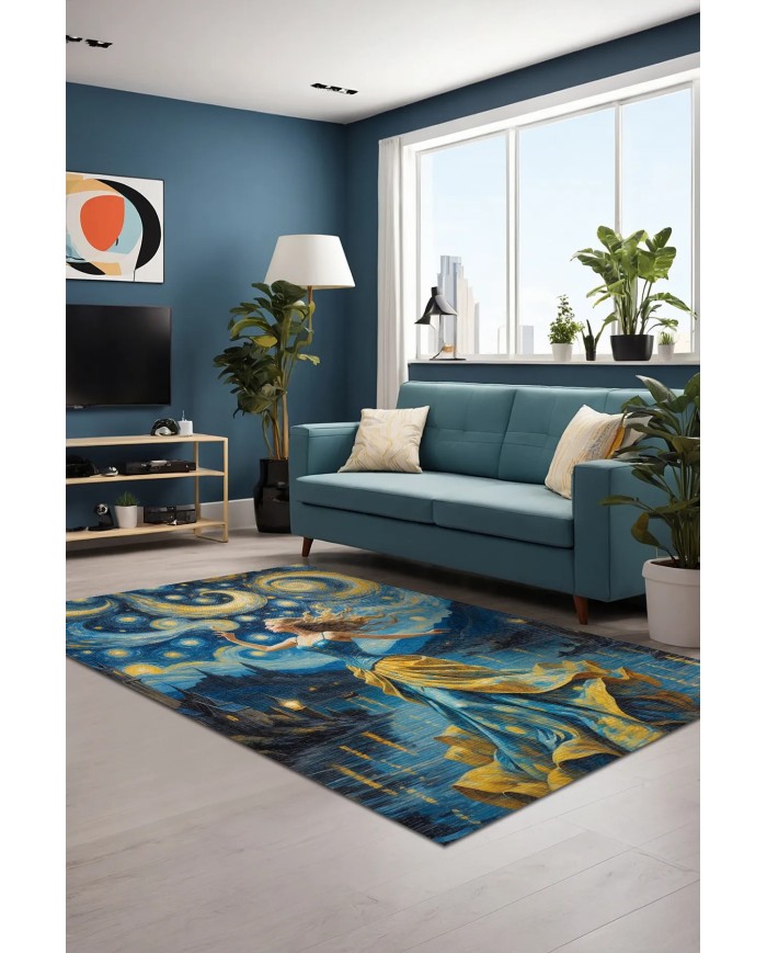 Vango Modern Şönil Pamuk Taban Kaymaz Yıkanabilen Antibakteriyel  Oyuncu Halısı