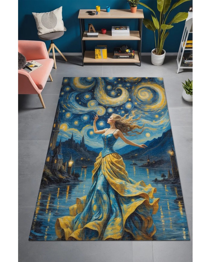 Vango Modern Şönil Pamuk Taban Kaymaz Yıkanabilen Antibakteriyel  Oyuncu Halısı