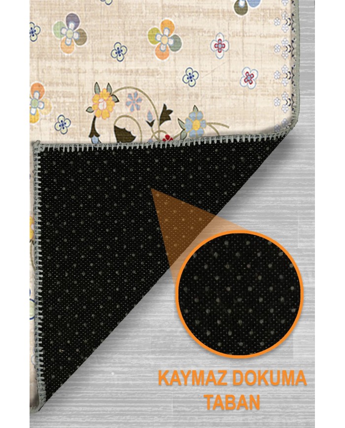 Sonan Vintage Şönil Doğal Pamuk Tabanlı Kaymaz Antibakteriyel Yıkanabilir Çevre Dostu Salon Halısı