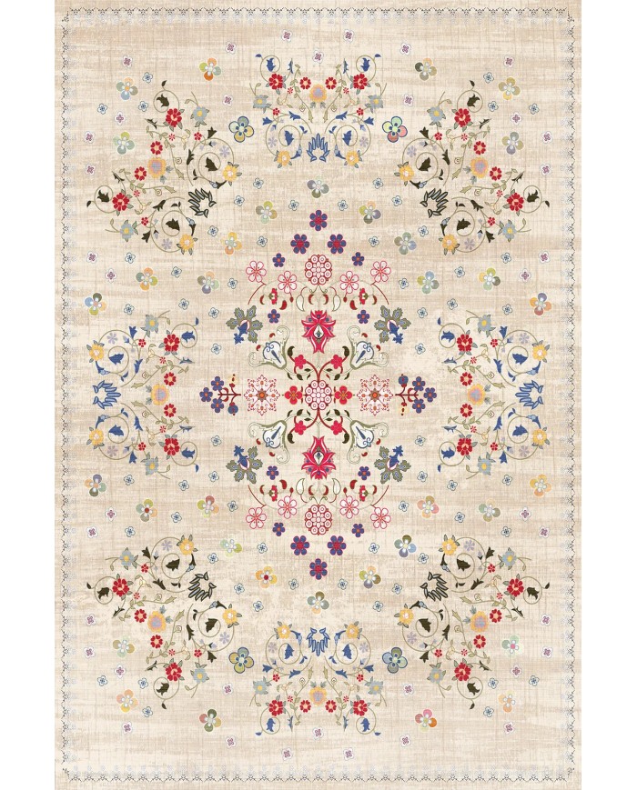 Sonan Vintage Şönil Doğal Pamuk Tabanlı Kaymaz Antibakteriyel Yıkanabilir Çevre Dostu Salon Halısı