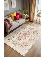 Sonan Vintage Şönil Doğal Pamuk Tabanlı Kaymaz Antibakteriyel Yıkanabilir Çevre Dostu Salon Halısı