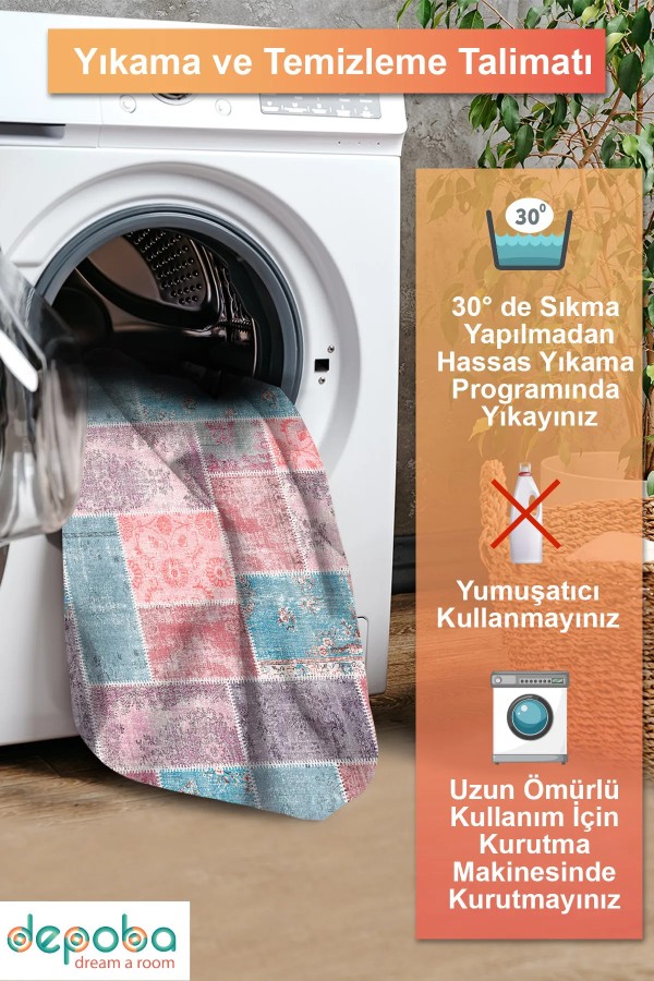 Samen Patchwork Şönil Doğal Pamuk Tabanlı Kaymaz Antibakteriyel Yıkanabilir Çevre Dostu Salon Halısı Samen Patchwork Şönil Doğal Pamuk Tabanlı Kaymaz Antibakteriyel Yıkanabilir Çevre Dostu Salon Halısı