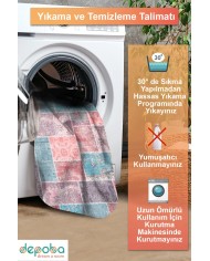 Samen Patchwork Şönil Doğal Pamuk Tabanlı Kaymaz Antibakteriyel Yıkanabilir Çevre Dostu Salon Halısı