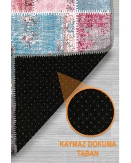 Samen Patchwork Şönil Doğal Pamuk Tabanlı Kaymaz Antibakteriyel Yıkanabilir Çevre Dostu Salon Halısı