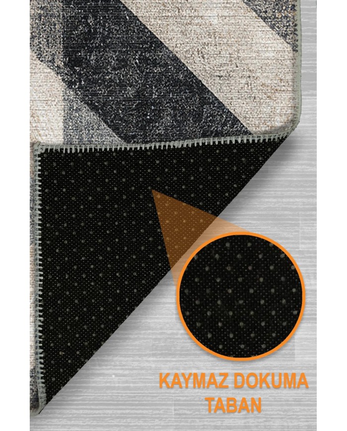 Vameysa Modern Şönil Modern  Doğal Pamuk Tabanlı Kaymaz Antibakteriyel Yıkanabilir Çevre Dostu Salon Halısı