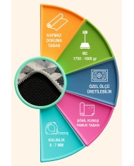 Vameysa Modern Şönil Modern  Doğal Pamuk Tabanlı Kaymaz Antibakteriyel Yıkanabilir Çevre Dostu Salon Halısı