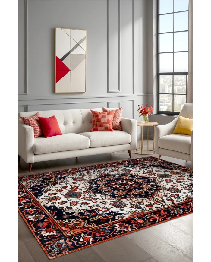 Artona Vintage Şönil Doğal Pamuk Tabanlı Kaymaz Antibakteriyel Yıkanabilir Çevre Dostu Salon Halısı