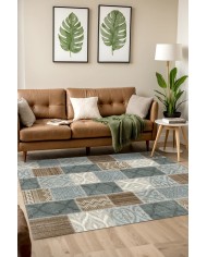 Klame Patchwork Şönil Doğal Pamuk Tabanlı Kaymaz Antibakteriyel Yıkanabilir Çevre Dostu Salon Halısı