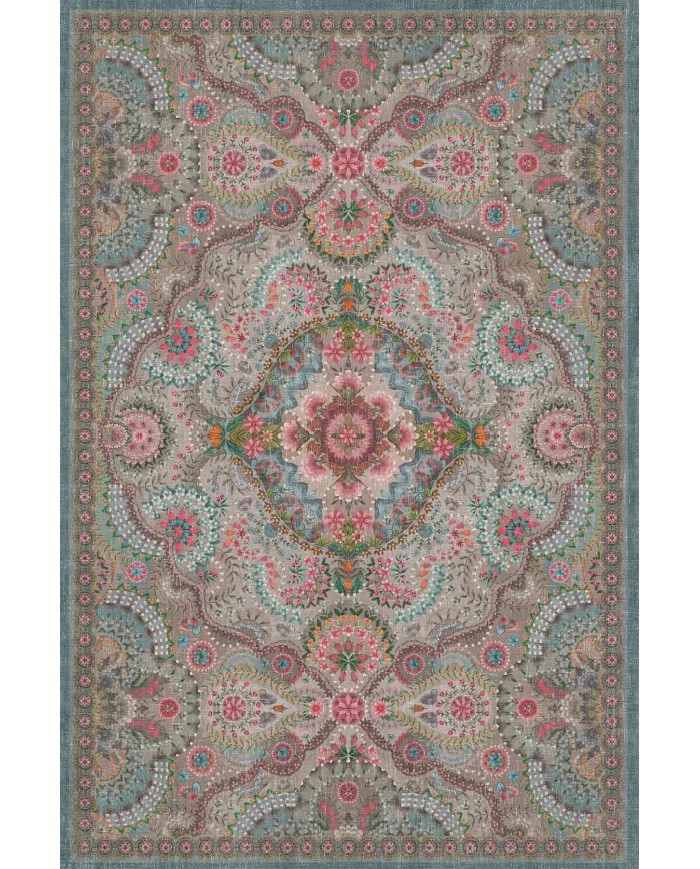 Mente Vintage Şönil Doğal Pamuk Tabanlı Kaymaz Antibakteriyel Yıkanabilir Çevre Dostu Salon Halısı