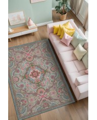 Mente Vintage Şönil Doğal Pamuk Tabanlı Kaymaz Antibakteriyel Yıkanabilir Çevre Dostu Salon Halısı