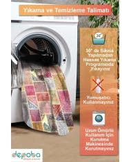 Alvam Patchwork Şönil Doğal Pamuk Tabanlı Kaymaz Antibakteriyel Yıkanabilir Çevre Dostu Salon Halısı