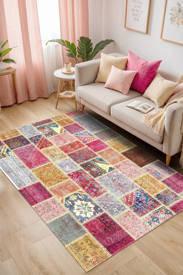 Alvam Patchwork Şönil Doğal Pamuk Tabanlı Kaymaz Antibakteriyel Yıkanabilir Çevre Dostu Salon Halısı Alvam Patchwork Şönil Doğal Pamuk Tabanlı Kaymaz Antibakteriyel Yıkanabilir Çevre Dostu Salon Halısı