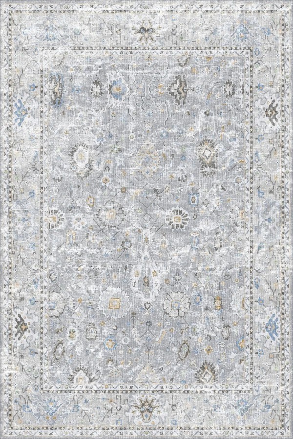 Merin Vintage Şönil Desenli Pamuk Tabanlı Yıkanabilen Kaymaz Antibakteriyel Salon Halısı