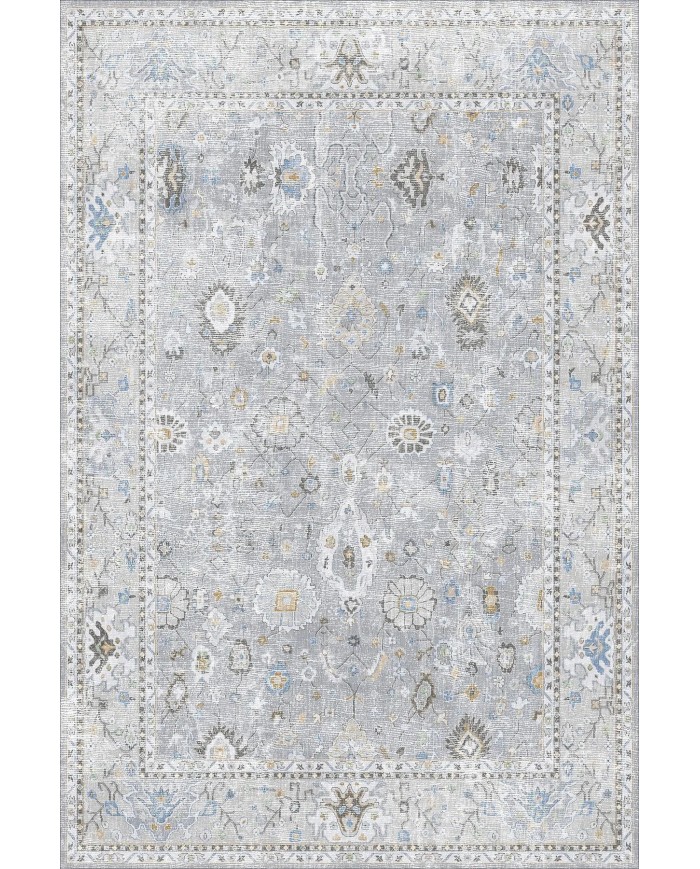 Merin Vintage Şönil Desenli Pamuk Tabanlı Yıkanabilen Kaymaz Antibakteriyel Salon Halısı