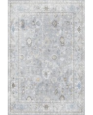 Merin Vintage Şönil Desenli Pamuk Tabanlı Yıkanabilen Kaymaz Antibakteriyel Salon Halısı