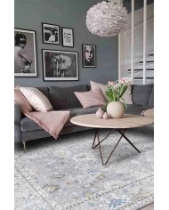 Merin Vintage Şönil Desenli Pamuk Tabanlı Yıkanabilen Kaymaz Antibakteriyel Salon Halısı