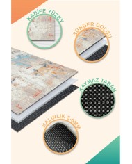 Ayros Modern Şönil Pamuk Tabanlı Yıkanabilen Kaymaz Antibakteriyel Salon Halısı