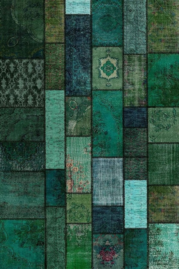 Veola Patchwork Desenli Şönil Pamuk Tabanlı Yıkanabilen Kaymaz Antibakteriyel Salon Halısı