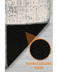Aranse Vintage Şönil Desenli Pamuk Tabanlı Yıkanabilen Kaymaz Antibakteriyel Salon Halısı