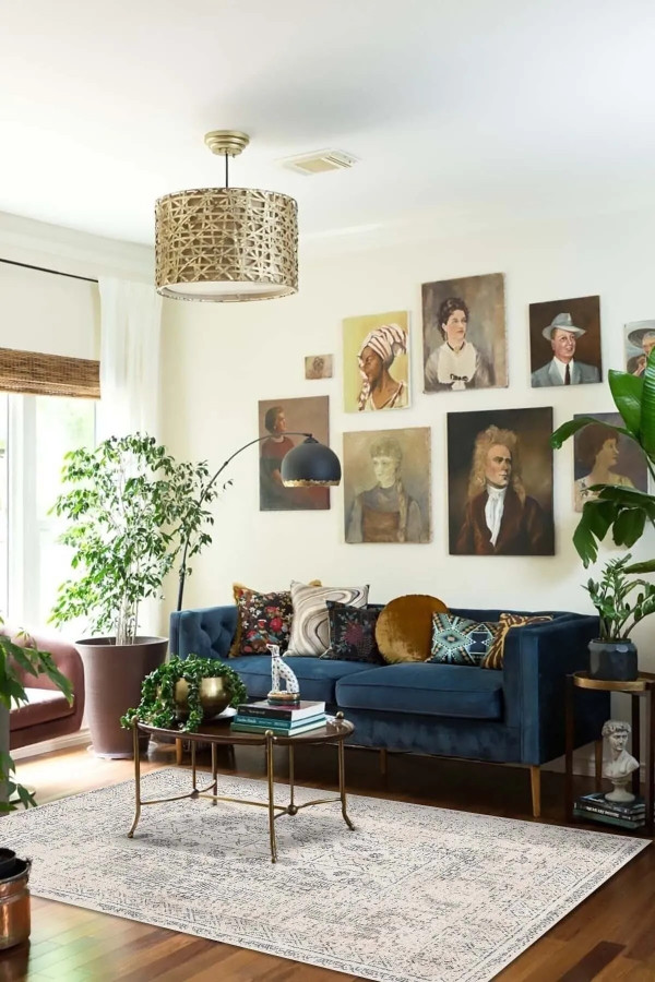 Aranse Vintage Şönil Desenli Pamuk Tabanlı Yıkanabilen Kaymaz Antibakteriyel Salon Halısı