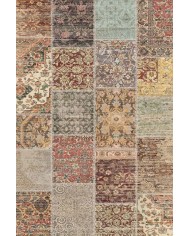 Zepher Patchwork Desenli Şönil Pamuk Tabanlı Yıkanabilen Kaymaz Antibakteriyel Salon Halısı