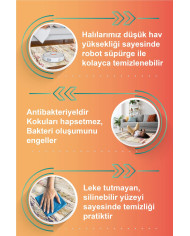 Vorten Şönil Vintage Desenli Pamuk Tabanlı Yıkanabilen Kaymaz Antibakteriyel Salon Halısı