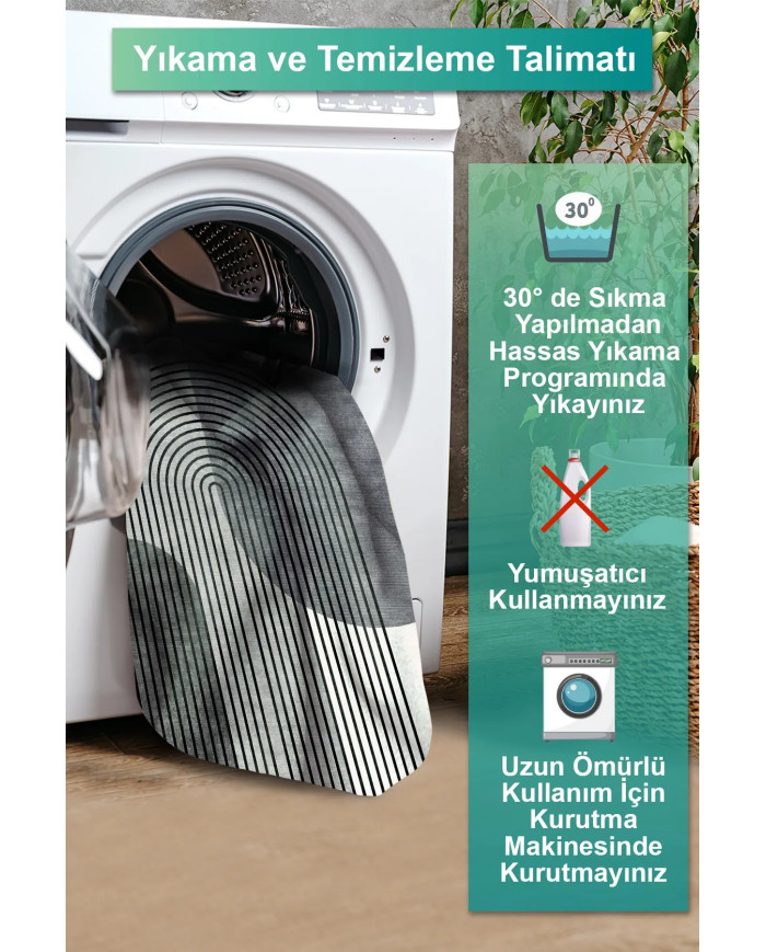 Alpesa Modern Şönil Pamuk Tabanlı Yıkanabilen Kaymaz Antibakteriyel Salon Halısı