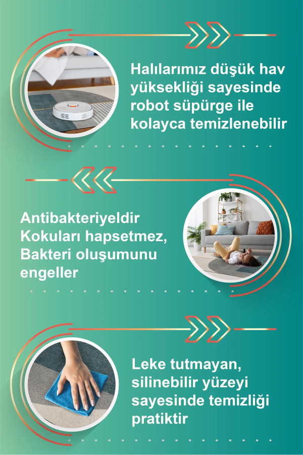 Alpesa Modern Şönil Pamuk Tabanlı Yıkanabilen Kaymaz Antibakteriyel Salon Halısı