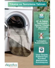 Barty Modern Kadife Desenli Pamuk Tabanlı Yıkanabilen Kaydırmaz Antibakteriyel Salon Halısı