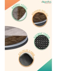 Barty Modern Kadife Desenli Pamuk Tabanlı Yıkanabilen Kaydırmaz Antibakteriyel Salon Halısı