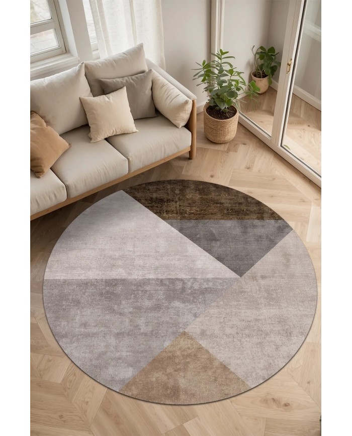 Barty Modern Kadife Desenli Pamuk Tabanlı Yıkanabilen Kaydırmaz Antibakteriyel Salon Halısı