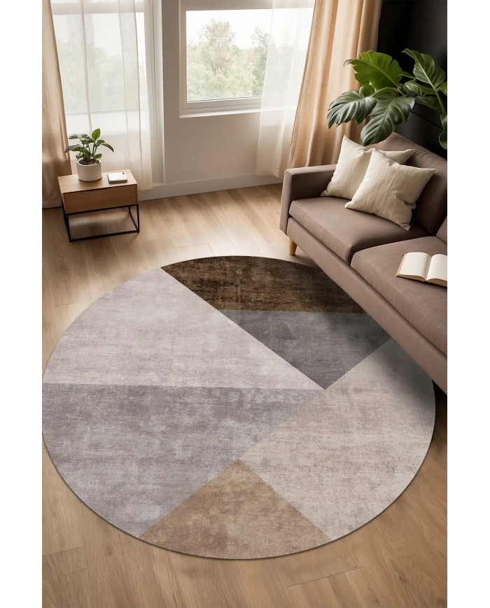 Barty Modern Kadife Desenli Pamuk Tabanlı Yıkanabilen Kaydırmaz Antibakteriyel Salon Halısı