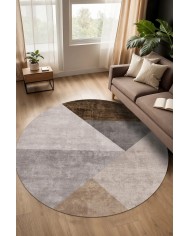 Barty Modern Kadife Desenli Pamuk Tabanlı Yıkanabilen Kaydırmaz Antibakteriyel Salon Halısı