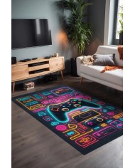 Caspect Modern Şönil Gaming Oyuncu Odası Halısı  Dijital Baskılı Kaymaz Taban Yıkanabilir Gaming Halısı