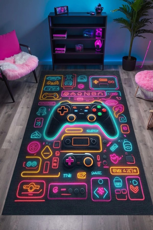 Caspect Modern Şönil Gaming Oyuncu Odası Halısı  Dijital Baskılı Kaymaz Taban Yıkanabilir Gaming Halısı Caspect Modern Şönil Gaming Oyuncu Odası Halısı  Dijital Baskılı Kaymaz Taban Yıkanabilir Gaming Halısı