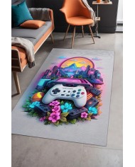 Gamser Modern Şönil Gaming Oyuncu Odası Halısı  Dijital Baskılı Kaymaz Taban Yıkanabilir Gaming Halısı