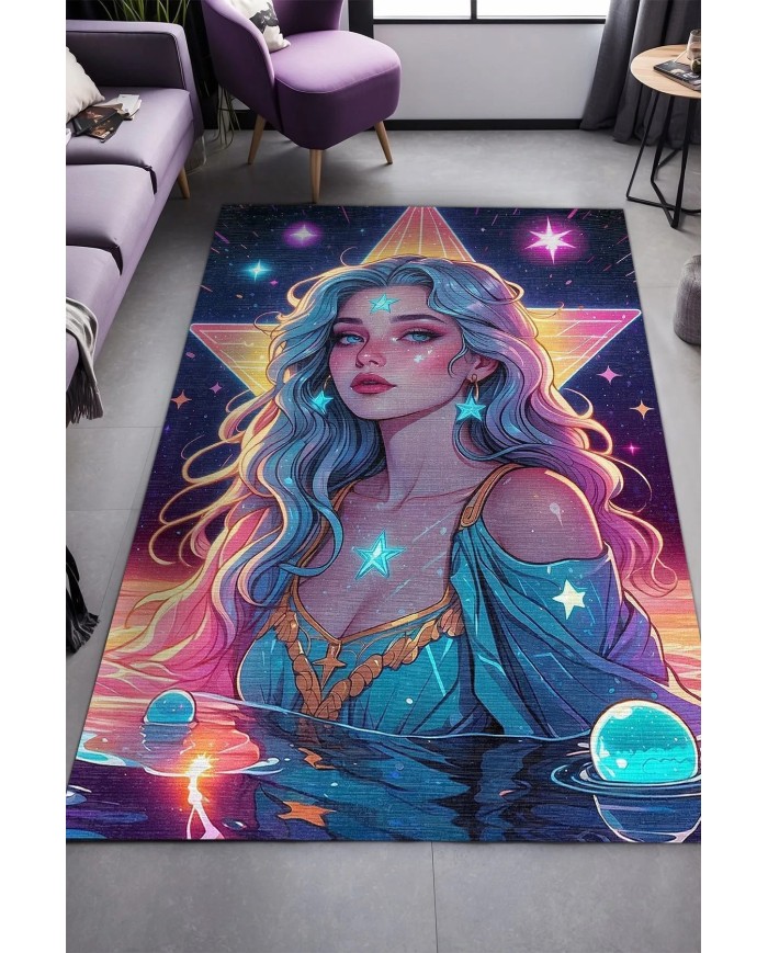 Serenam Modern Şönil Gaming Oyuncu Odası Halısı  Dijital Baskılı Kaymaz Taban Yıkanabilir Gaming Halısı