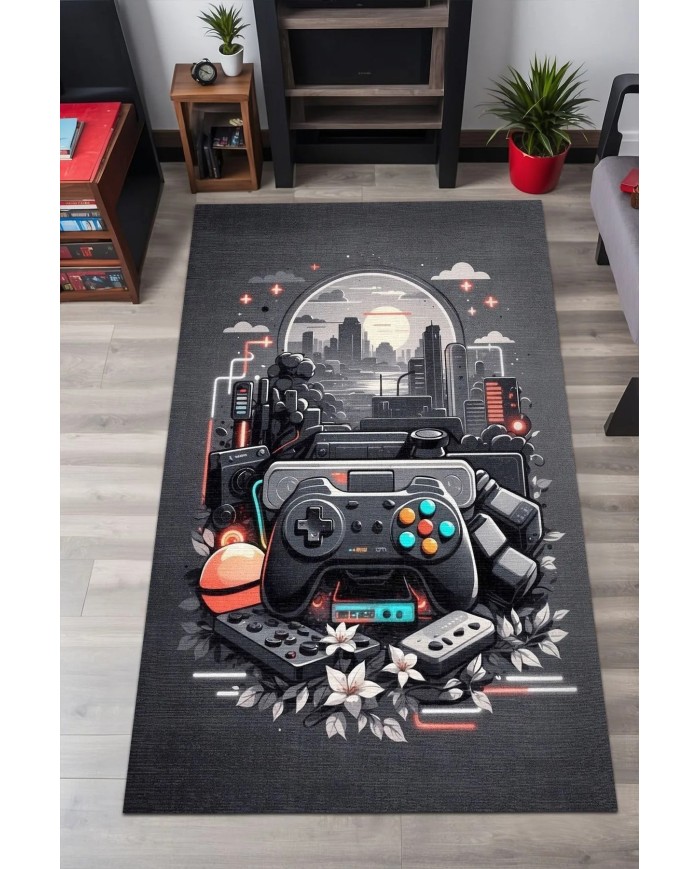 Blank Modern Şönil Gaming Oyuncu Odası Halısı  Dijital Baskılı Kaymaz Taban Yıkanabilir Gaming Halısı