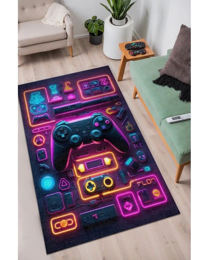 Aspect Modern Şönil Gaming Oyuncu Odası Halısı  Dijital Baskılı Kaymaz Taban Yıkanabilir Gaming Halısı