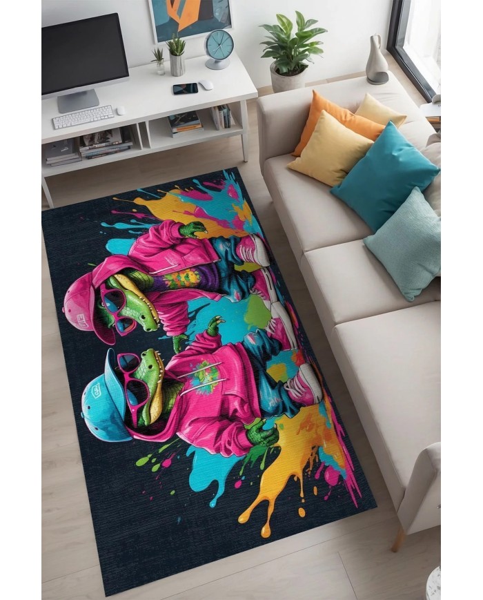 Cromse Modern Şönil Gaming Oyuncu Odası Halısı  Dijital Baskılı Kaymaz Taban Yıkanabilir Gaming Halısı