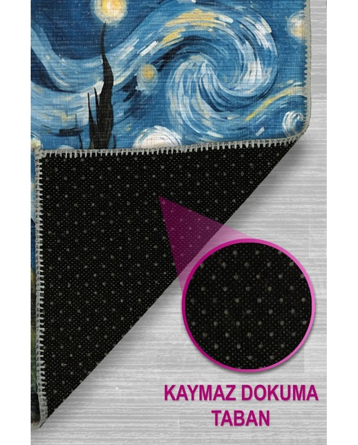 Gogh Modern Şönil Gaming Oyuncu Odası Halısı  Dijital Baskılı Kaymaz Taban Yıkanabilir Asimetrik Gaming Halısı