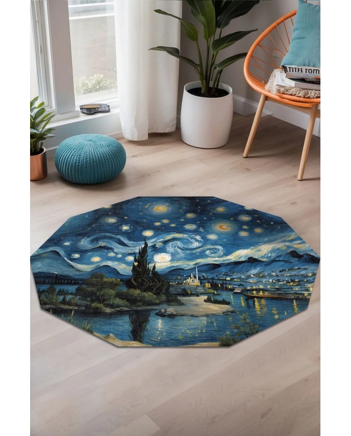 Gogh Modern Şönil Gaming Oyuncu Odası Halısı  Dijital Baskılı Kaymaz Taban Yıkanabilir Asimetrik Gaming Halısı