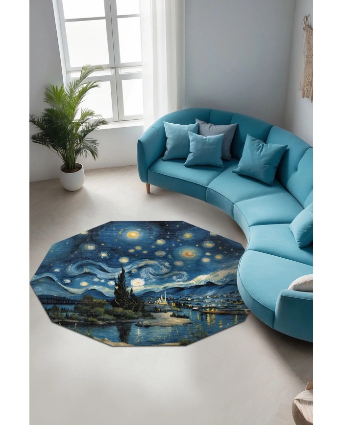 Gogh Modern Şönil Gaming Oyuncu Odası Halısı  Dijital Baskılı Kaymaz Taban Yıkanabilir Asimetrik Gaming Halısı