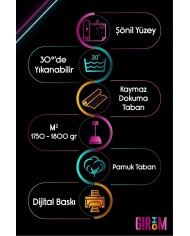 Plane Modern Şönil Gaming Oyuncu Odası Halısı  Dijital Baskılı Kaymaz Taban Yıkanabilir Gaming Halısı