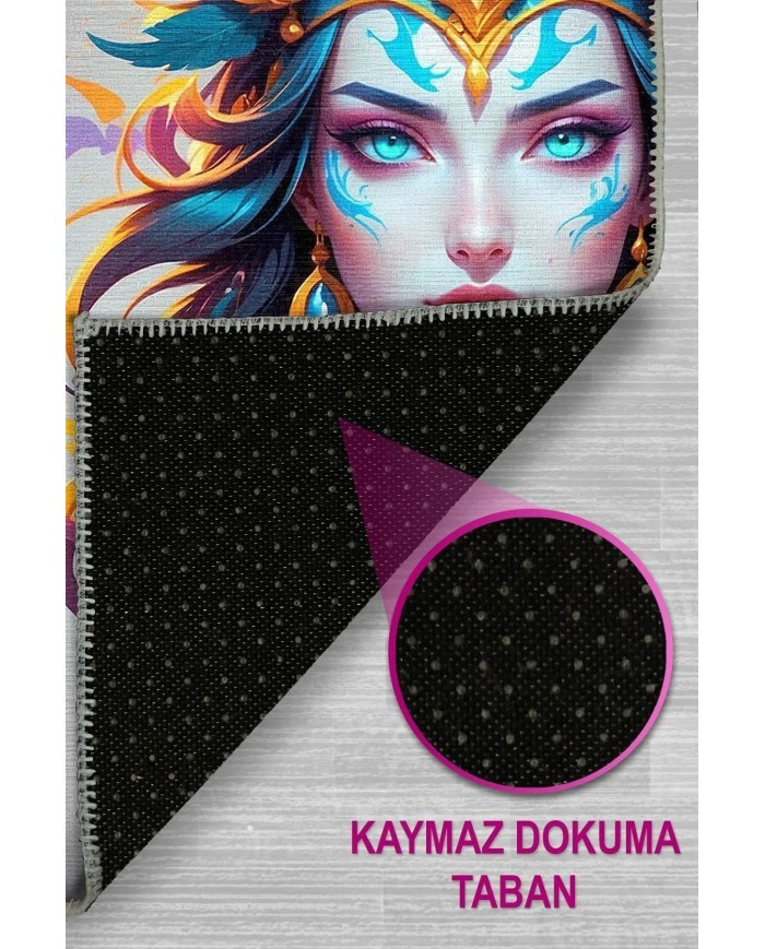 Dina Modern Şönil Gaming Oyuncu Odası Halısı  Dijital Baskılı Kaymaz Taban Yıkanabilir Gaming Halısı