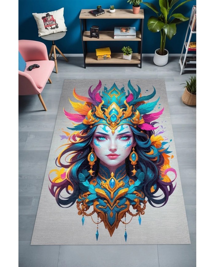 Dina Modern Şönil Gaming Oyuncu Odası Halısı  Dijital Baskılı Kaymaz Taban Yıkanabilir Gaming Halısı