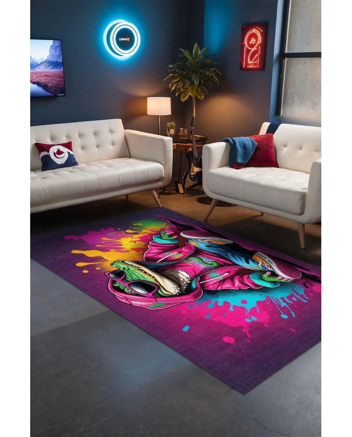 Sandus Modern Şönil Gaming Oyuncu Odası Halısı  Dijital Baskılı Kaymaz Taban Yıkanabilir Gaming Halısı