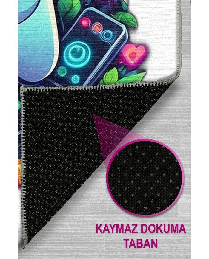 Mertens Modern Şönil Gaming Oyuncu Odası Halısı  Dijital Baskılı Kaymaz Taban Yıkanabilir Gaming Halısı