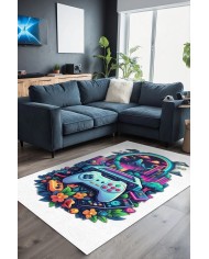 Mertens Modern Şönil Gaming Oyuncu Odası Halısı  Dijital Baskılı Kaymaz Taban Yıkanabilir Gaming Halısı